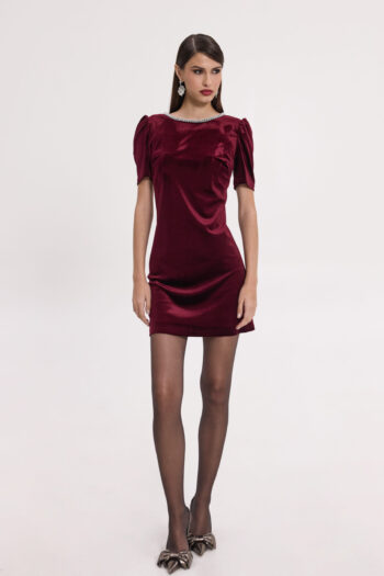 Φόρεμα velvet touch με τρέσα - Image 2