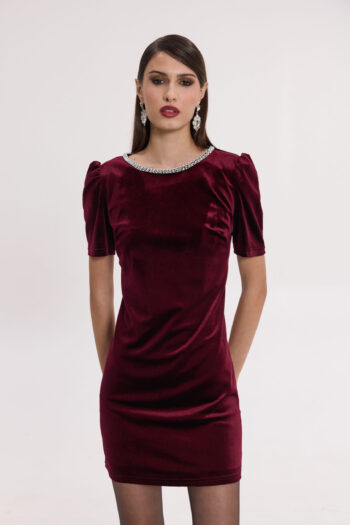 Φόρεμα velvet touch με τρέσα - Image 4