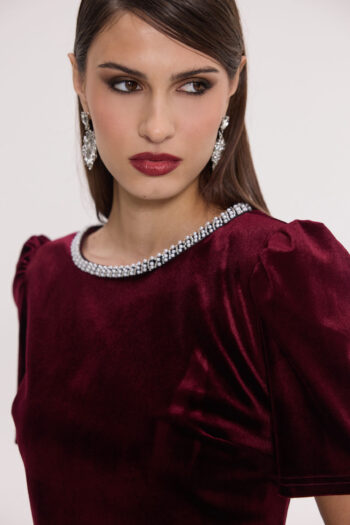 Φόρεμα velvet touch με τρέσα - Image 3