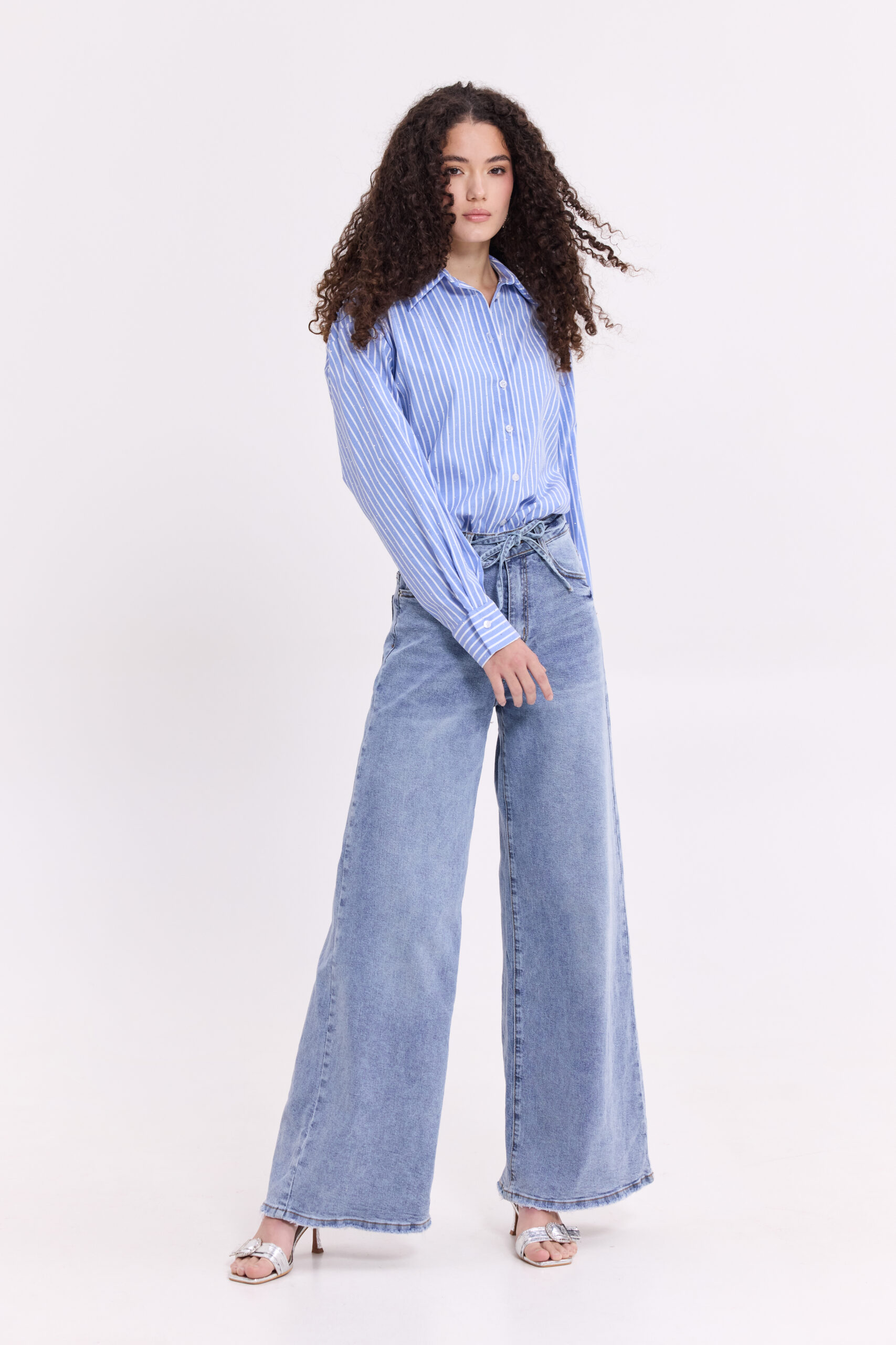 Donna120880 Wide leg jean με κορδόνι - Image 1