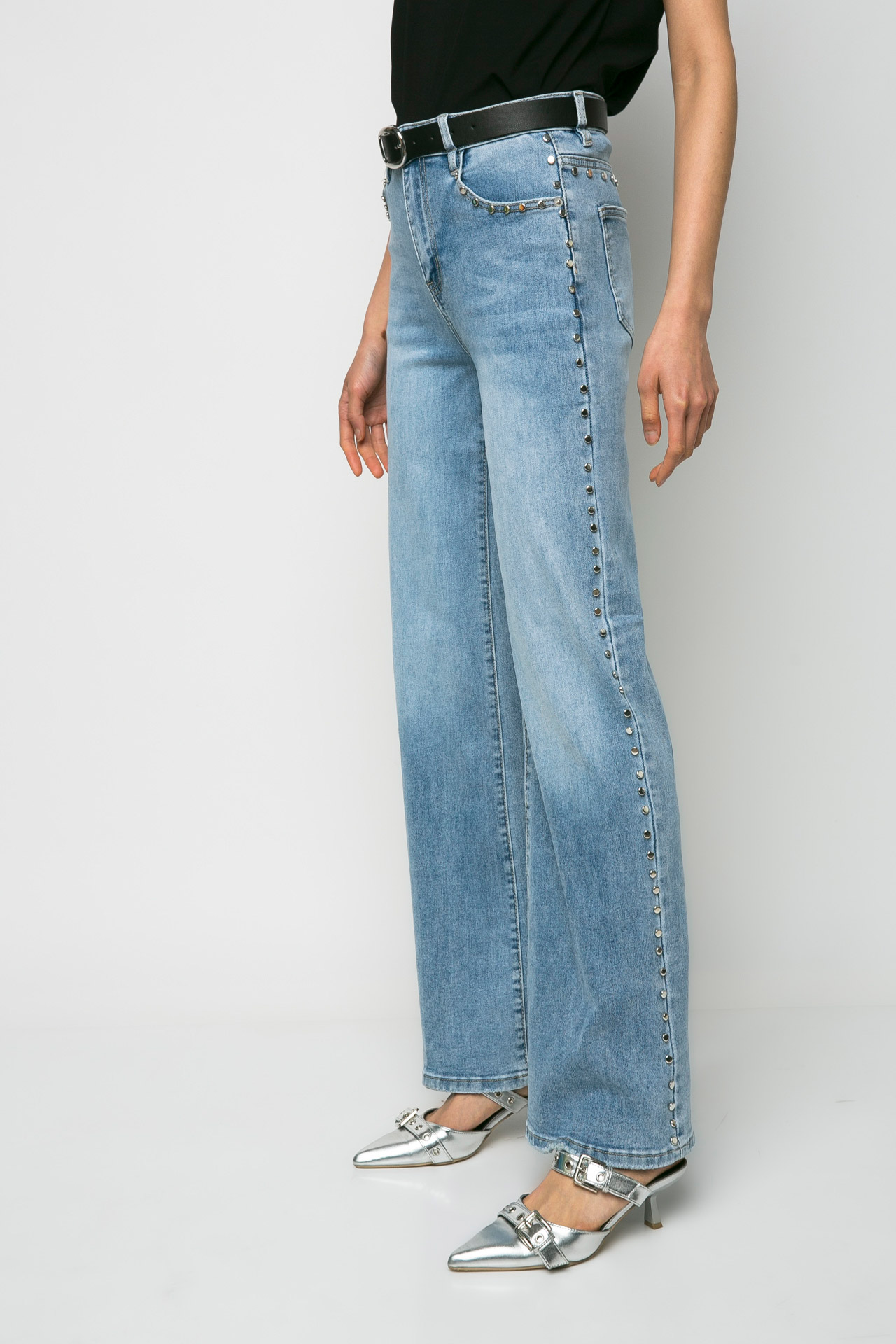 5DB_0278 Jean denim με τρουκς στο πλάι - Image 1