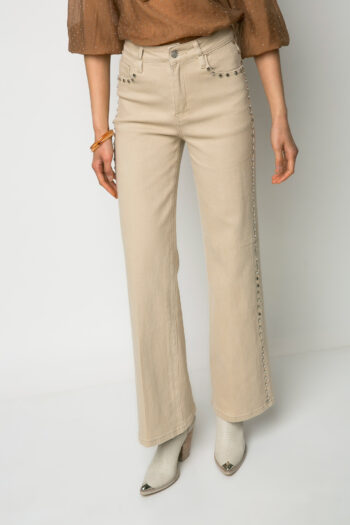 Jean μπεζ με τρουκς στο πλάι - Image 3