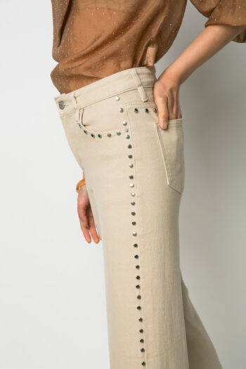 Jean μπεζ με τρουκς στο πλάι - Image 4