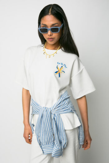 T-shirt over size Par la mer λευκό - Image 4