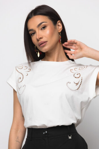 T-shirt με embroidere λευκό