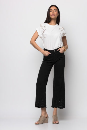 T-shirt με embroidere λευκό - Image 4