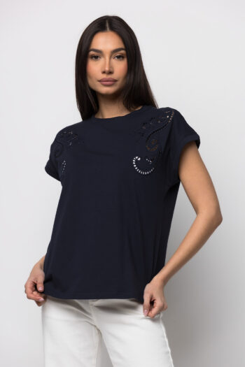 T-shirt με embroidere μπλε