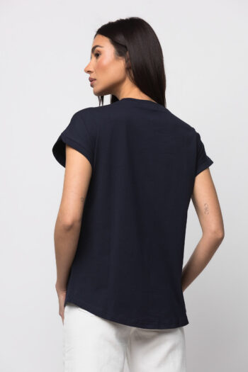 T-shirt με embroidere μπλε - Image 4