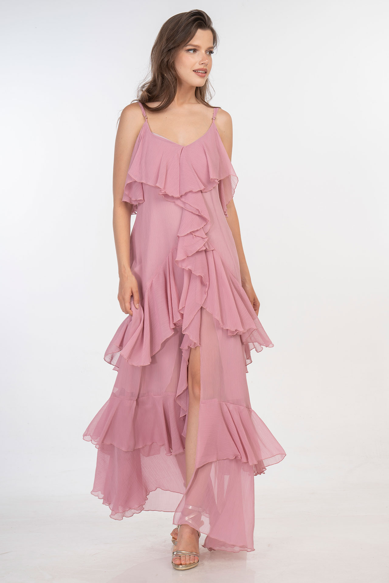 DSC03043 Φόρεμα maxin silk look ροζ - Image 1